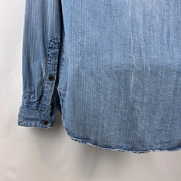 True Religion Military Women's‎ Shirt Blue Button Front Top Blouse Size S - Picture 7 of 11